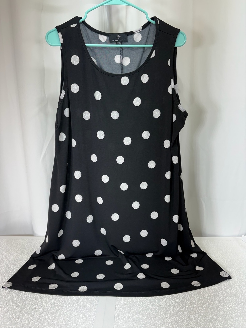 Ronni Nicole Black with White Polka Dot Midi Dress 4133